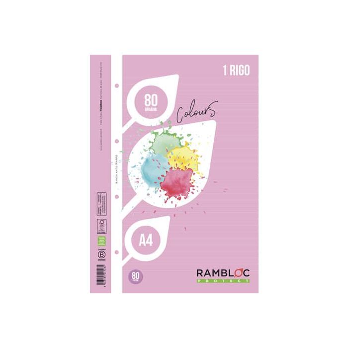 Ricambio rinforzato quaderni ad anelli Rambloc Formato A4 colore rosa - 1 rigo 90524126 main product photo