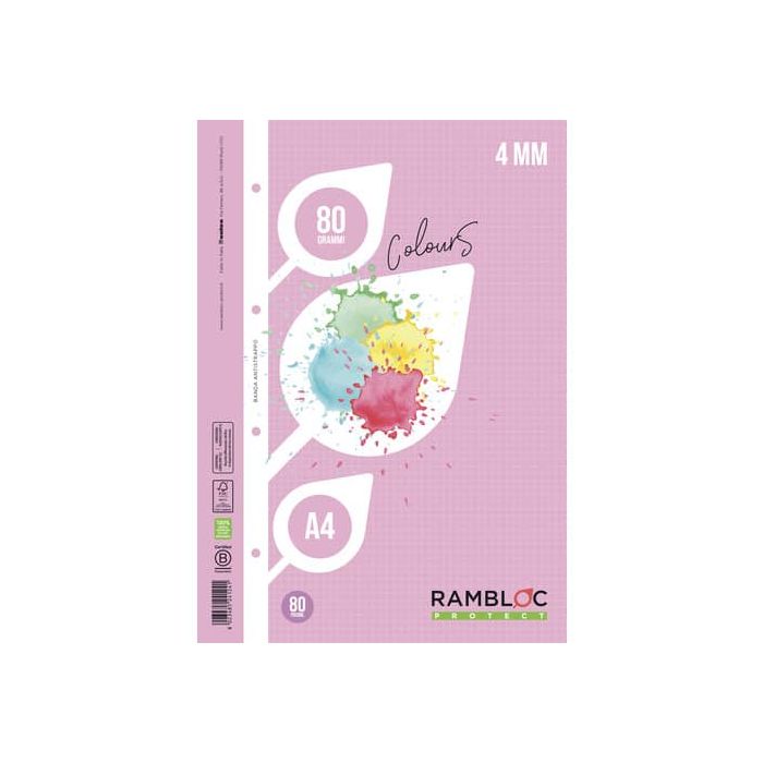 Ricambio rinforzato quaderni ad anelli Rambloc Formato A4 colore rosa - 4 mm 90524124 main product photo