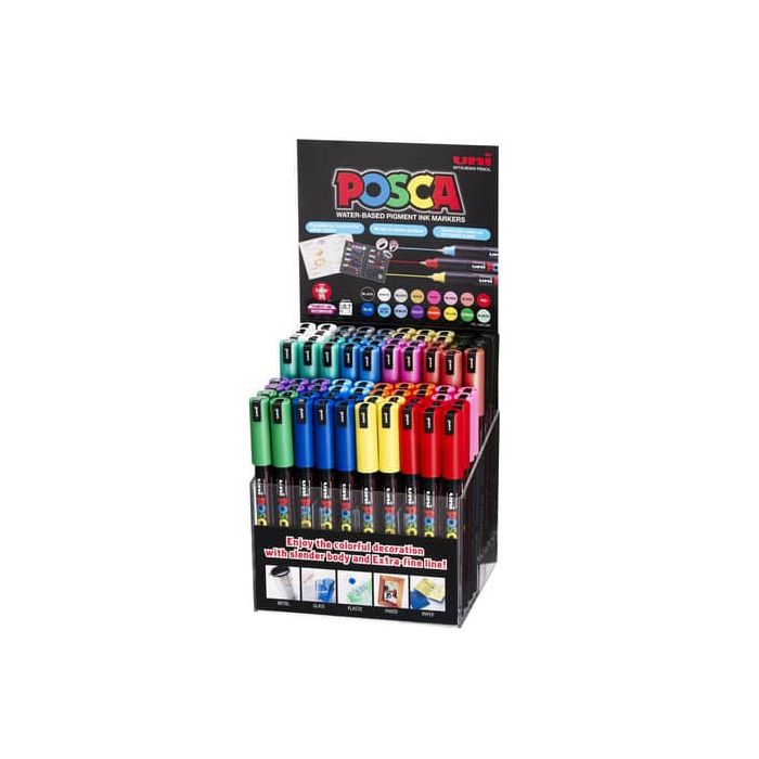 Espositore da banco Uni Posca 80 colori assortiti punta PC1 M PC1MR 80P main product photo