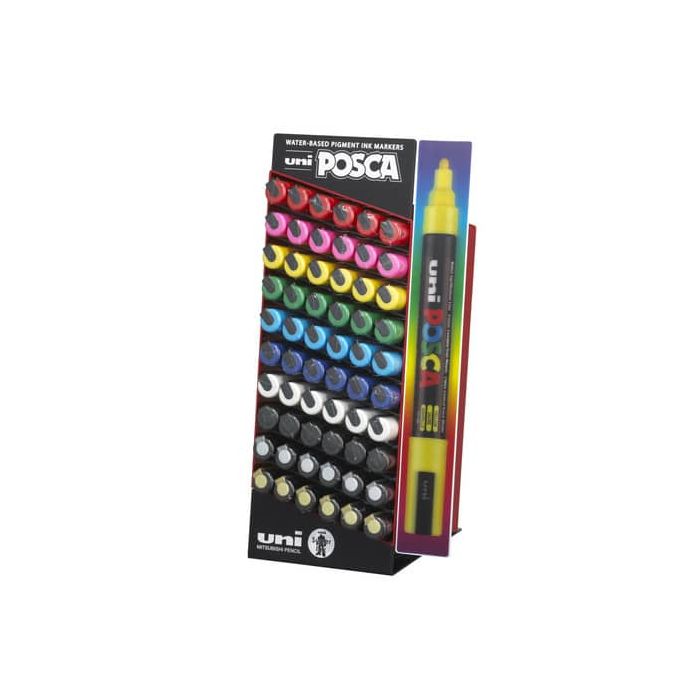 Espositore da banco Uni Posca 60 colori assortiti punta PC5 M PC5M 5D main product photo