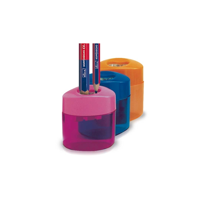 Temperamatite a 2 fori con serbatoio tondo Nikoffice colori pastello assortiti - 12NIK049 main product photo