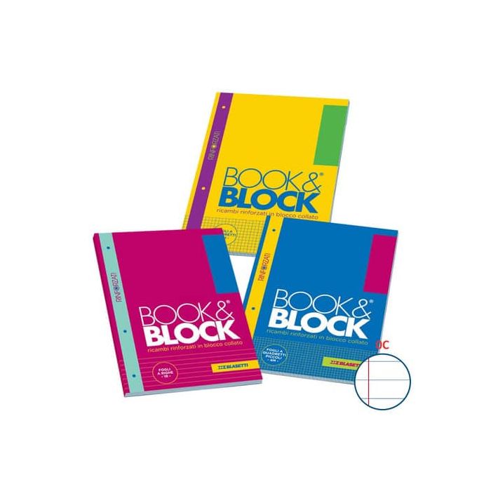 Blocco 40 ff A4 collato lato lungo - forati e rinforzati - 80 gr/mq Blasetti Blocco Book & Block 0C con margine 7740 main product photo