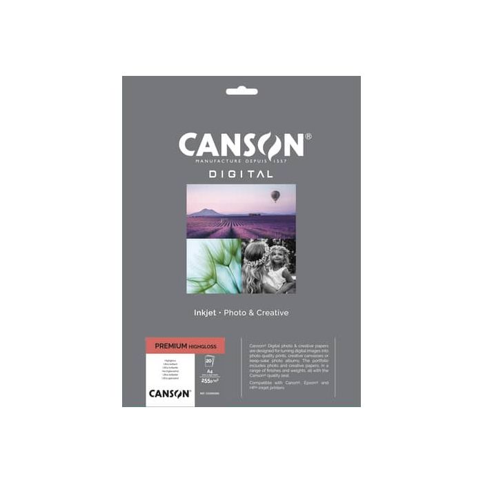 Carta fotografica Premium bianca 20 fogli - 255 g/m² HighGloss RC Canson A4 C33300S005 main product photo