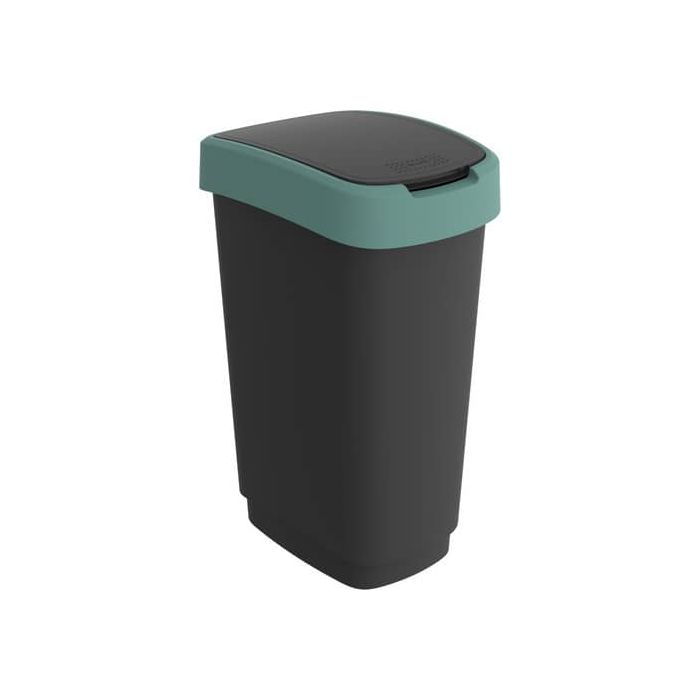 Cestino gettacarte Rotho Twist con coperrchio basculante 50 L misteltoe verde - F600322 main product photo