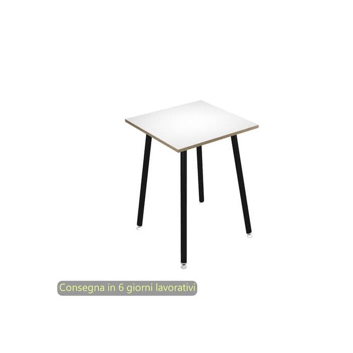 Tavolo alto Skinny Metal 80x80xH.105 cm gambe metallo nere Artexport piano bianco - 6401-DJC-3C-AQ main product photo