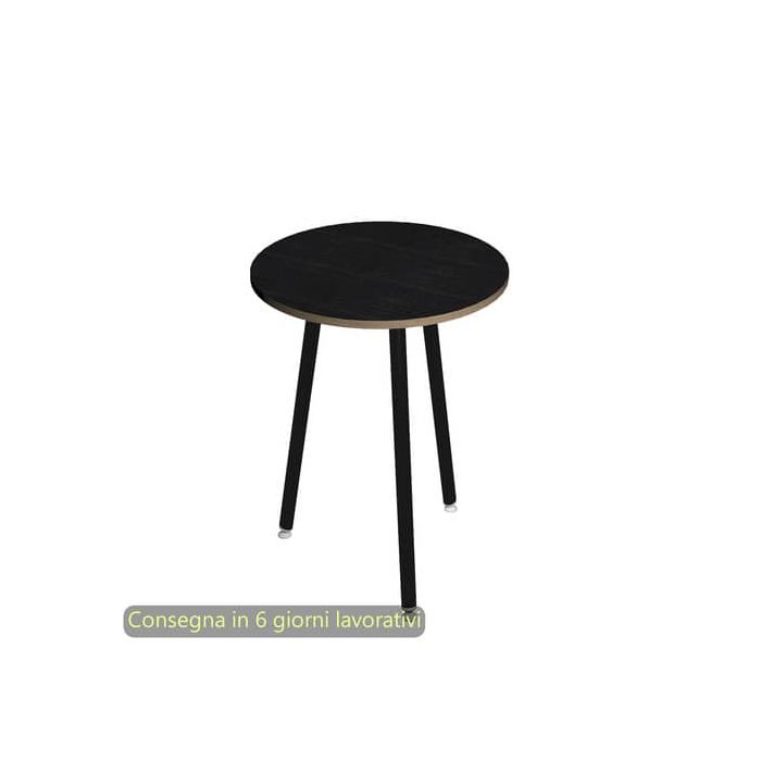 Tavolo riunione rotondo alto Skinny Metal ø80xH.105 cm con 3 gambe met. bianche Artexport piano nero - 6408-DJD-8C-AQ main product photo