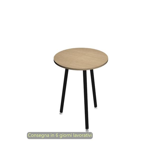 Tavolo riunione rotondo alto Skinny Metal ø80xH.105 cm con 3 gambe met. bianche Artexport piano rovere - 6408-DJD-C-AQ main product photo