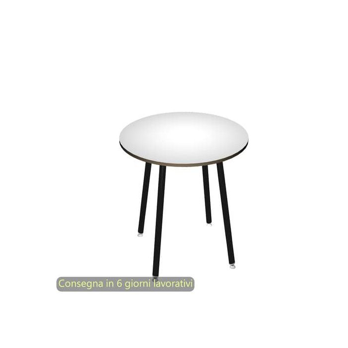 Tavolo riunione rotondo alto Skinny Metal ø100xH.105 cm 3 gambe metalliche bianche Artexport piano bianco - 6410-DJD-3C-AQ main product photo