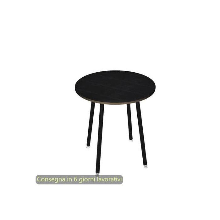 Tavolo riunione rotondo alto Skinny Metal ø100xH.105 cm 3 gambe metalliche bianche Artexport piano nero - 6410-DJD-8C-AQ main product photo