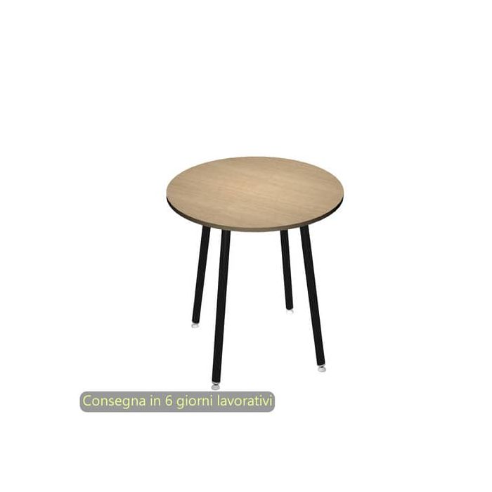 Tavolo riunione rotondo alto Skinny Metal ø100xH.105 cm 3 gambe metalliche bianche Artexport piano rovere - 6410-DJD-C-AQ main product photo
