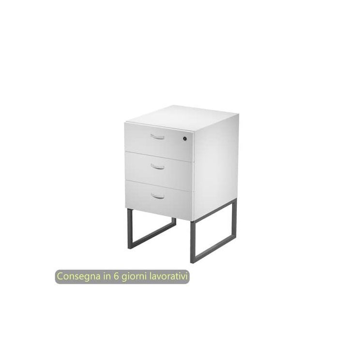 Cassettiera alta 3 cassetti supporto metallo antracite 41,5x50xH.72,2 cm montata Blade Artexport bianca - 419MET/3-AF main product photo