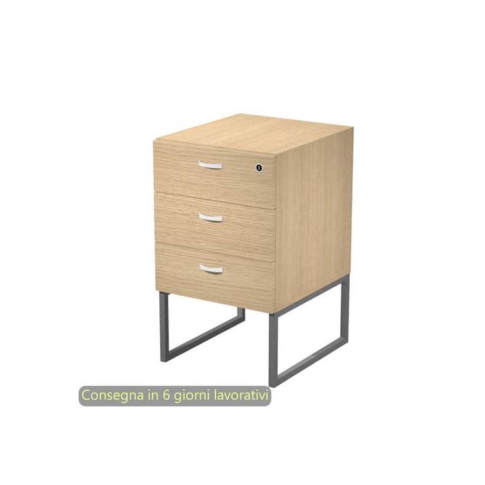Cassettiera alta 3 cassetti supporto metallo antracite 41,5x50xH.72,2 cm montata Blade Artexport rovere - 419MET/C-AF main product photo