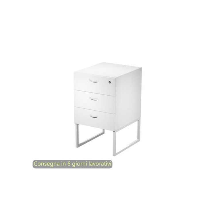 Cassettiera alta 3 cassetti supporto metallo bianco 41,5x50xH.72,2 cm montata Blade Artexport bianca - 419MET/3-AN main product photo