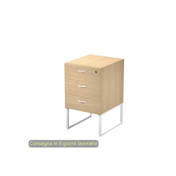 Cassettiera alta 3 cassetti supporto metallo bianco 41,5x50xH.72,2 cm montata Blade Artexport rovere - 419MET/C-AN main product photo