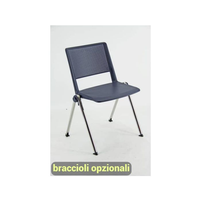 Sedia visitatore a 4 gambe Unisit Revolution RECP - schienale rigido rete PPL blu - conf. 2 pezzi - RECP/2/BL main product photo