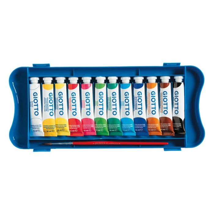 Tempere GIOTTO Extra 12 ml assortiti scatola 12 tubetti + 1 pennello 30410000 main product photo