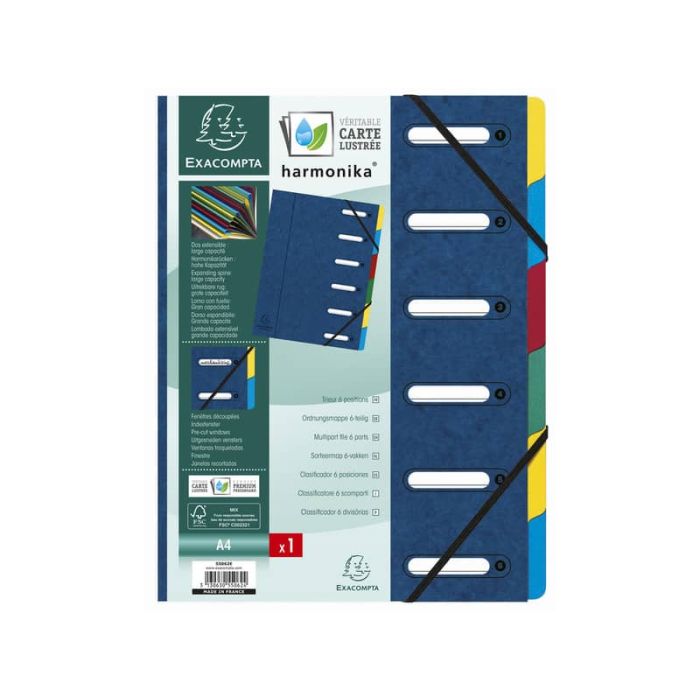 Classificatore Harmonika 6 divisori - 24,5x32 cm blu 55062E main product photo