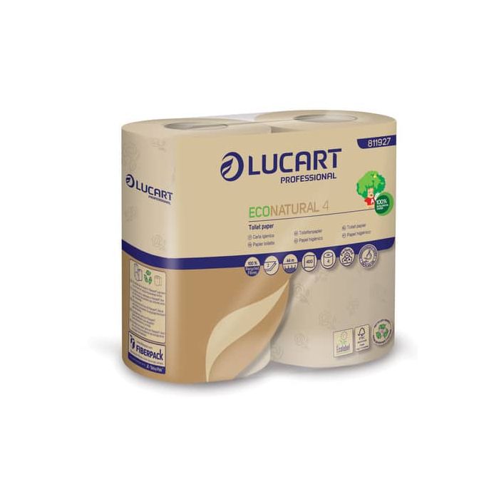 Carta igienica Lucart EcoNatural 4 2 veli 4 rotoli da 400 strappi - 811927 main product photo