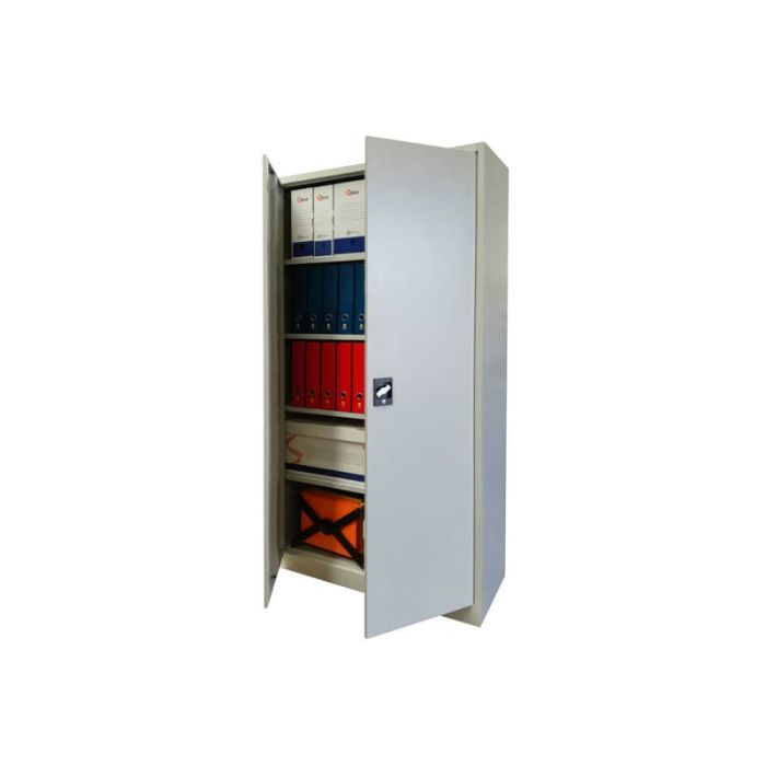 Armadio in metallo con porte battenti KUBO 1 vano / 4 ripiani grigio 100x45x200 cm - BA100 G main product photo
