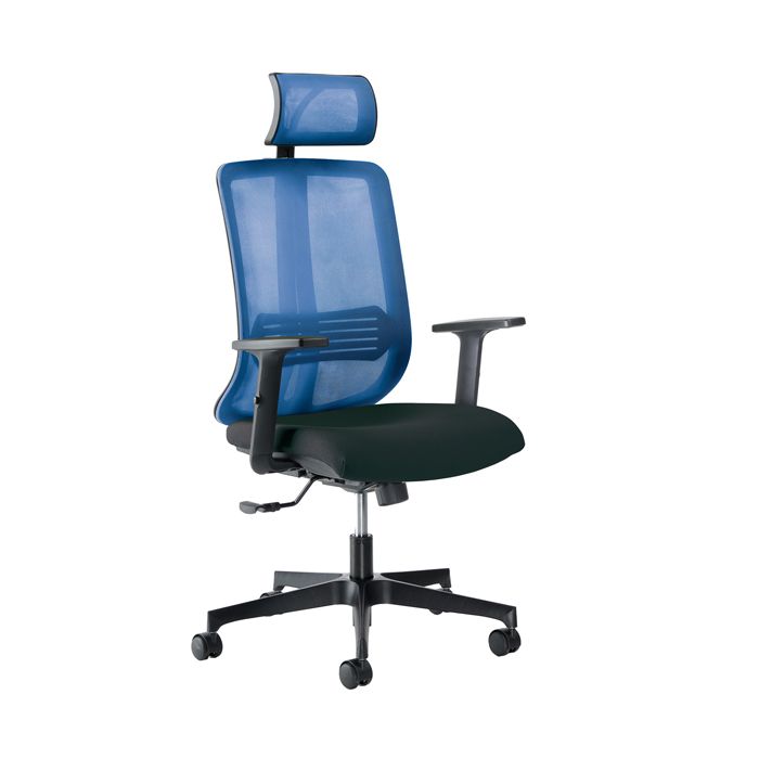 Unisit Poltrona ergonomica Vertigo Blu/Nero No FLAME con poggiatesta e braccioli main product photo