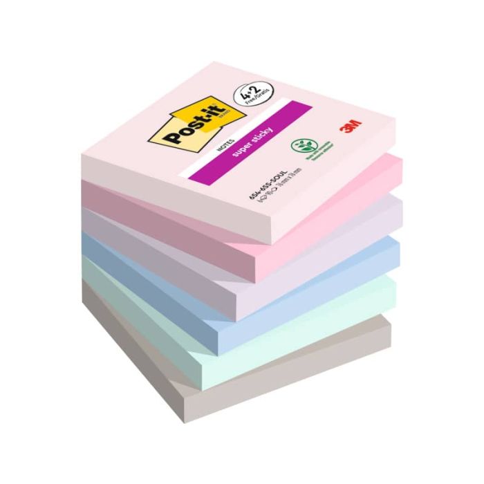 Foglietti Post-it® Super Sticky Soulful 76x 76 mm conf. 4 blocchetti + 2 gratis da 90 ff - 7100259203 main product photo