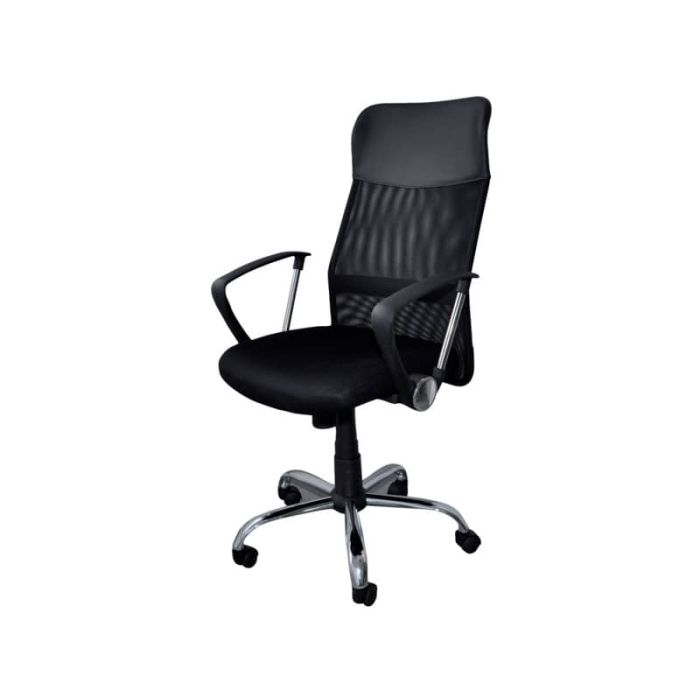 Seduta semi-direzionale nera in rete e pelle con braccioli Office Products Corfu - 23023331-05 main product photo