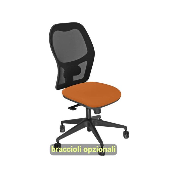 Sedia operativa girevole Unisit Hubble HUHU schienale in rete nero - rivestimento Eco arancione -HUHU/EA main product photo