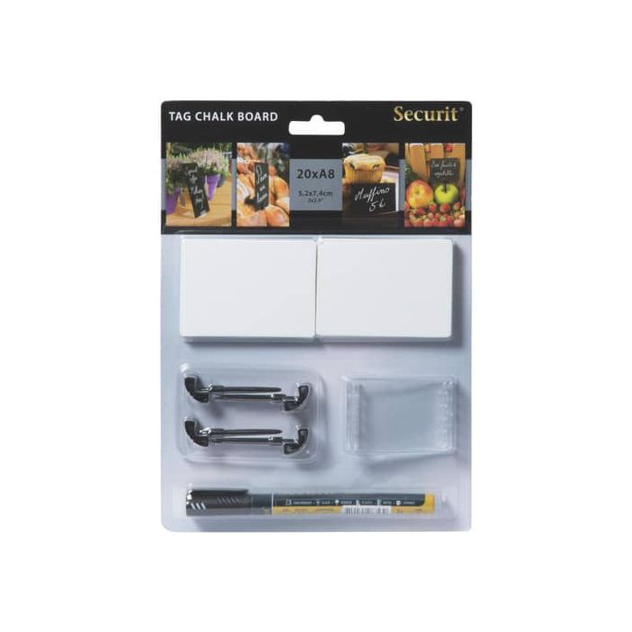 Lavagne scrivibili a gesso liquido Securit Tag A8 nero set da 20 targhe - TAG-A8-WT main product photo