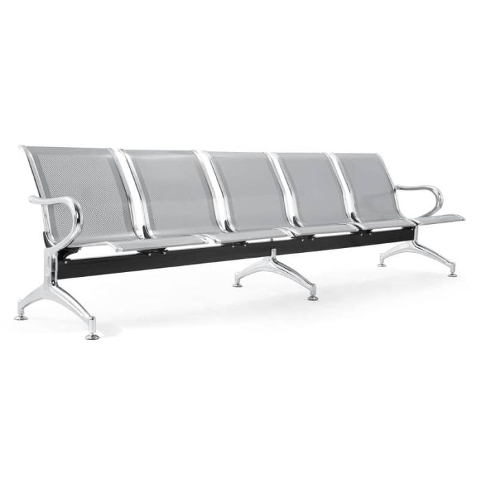 Panca in acciaio microforato per sala d'attesa Serena Group grigio - 5 posti L293 x P68 x H78 cm - SJ820G-5 main product photo