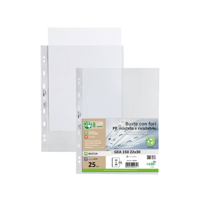 Buste in PP buccia Sei Rota Gea 150 trasparente 22x30 cm - alto spessore conf. 25 pezzi - 702215 main product photo