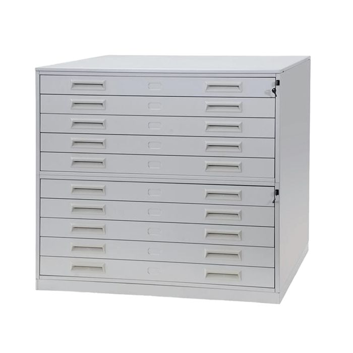 Portadisegni orizzontale - 10 cassetti - per fogli A0 - 137 x 96 x 122 cm - metallo - grigio chiaro - Tecnotelai main product photo