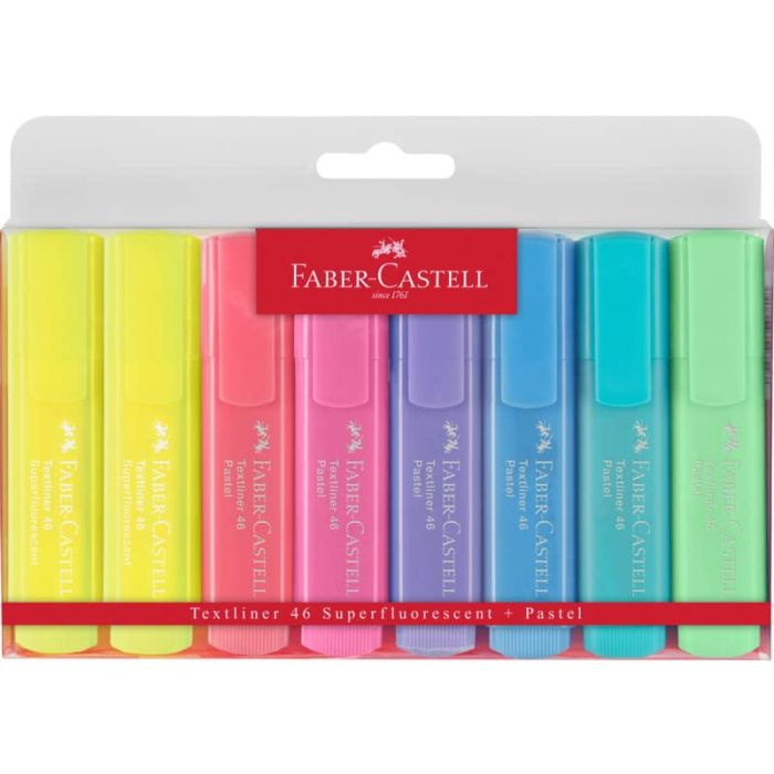 Evidenziatori Faber-Castell Textliner 46 Pastel 1-2-5 mm - colori assortiti - Conf. 8 pezzi - 154681 main product photo