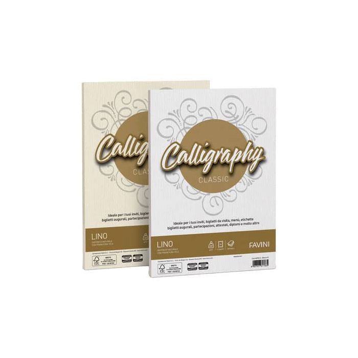 Carta lino FAVINI Calligraphy per lettere per stampa inkjet e laser 200 g/m² A4 avorio 02 50 fogli - A69Q614 main product photo