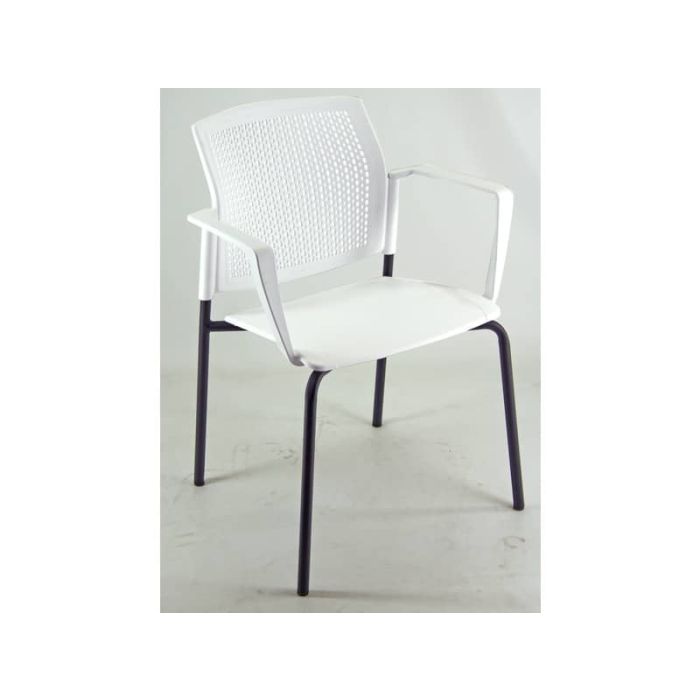 Sedia visitatore a 4 gambe Unisit Login LGSPBR - schienale in rete - PPL bianco con braccioli conf. 2 pezzi LGSPBR/2/BI main product photo