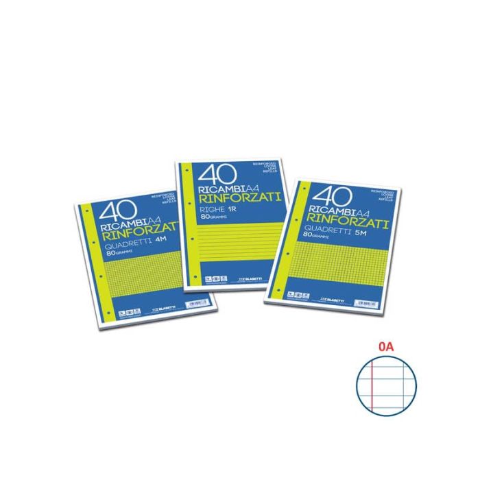 Ricambi rinforzati Blasetti in carta bianca usomano con 4 fori rinforzati in plastica 80 g/m² A4 A conf.40 - 2336 main product photo