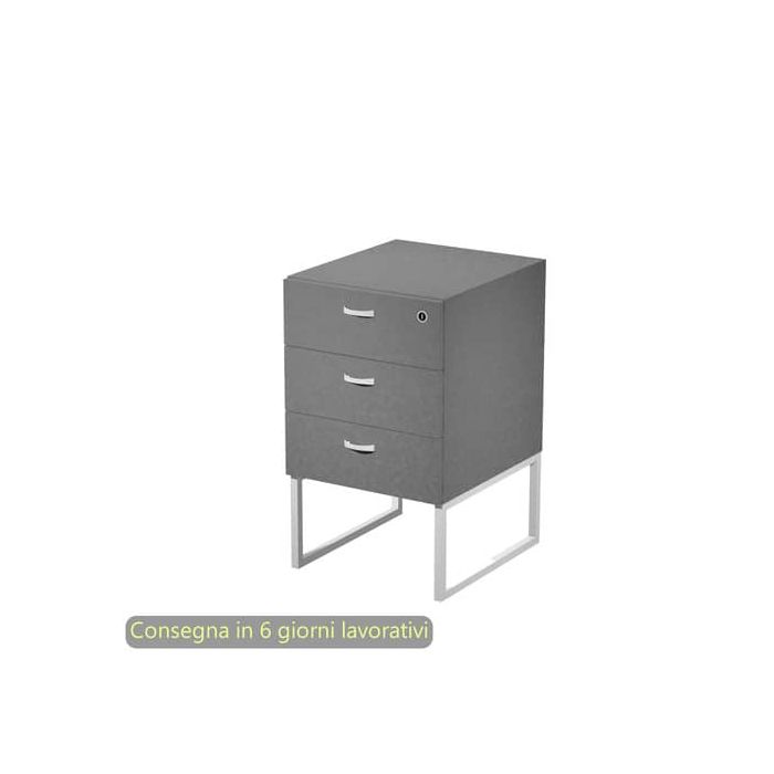 Cassettiera alta 3 cassetti supporto metallo bianco 41,5x50xH.72,2 cm montata Blade Artexport antracite - 419MET/T-AN main product photo