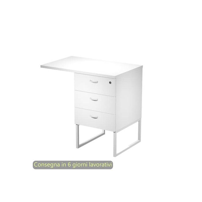 Cassettiera alta 3 cass. Top supp. met. bia. 80x50/50X80xH.74,4 cm montata Blade Artexport bianca 419MET+TOP80/3-AN main product photo