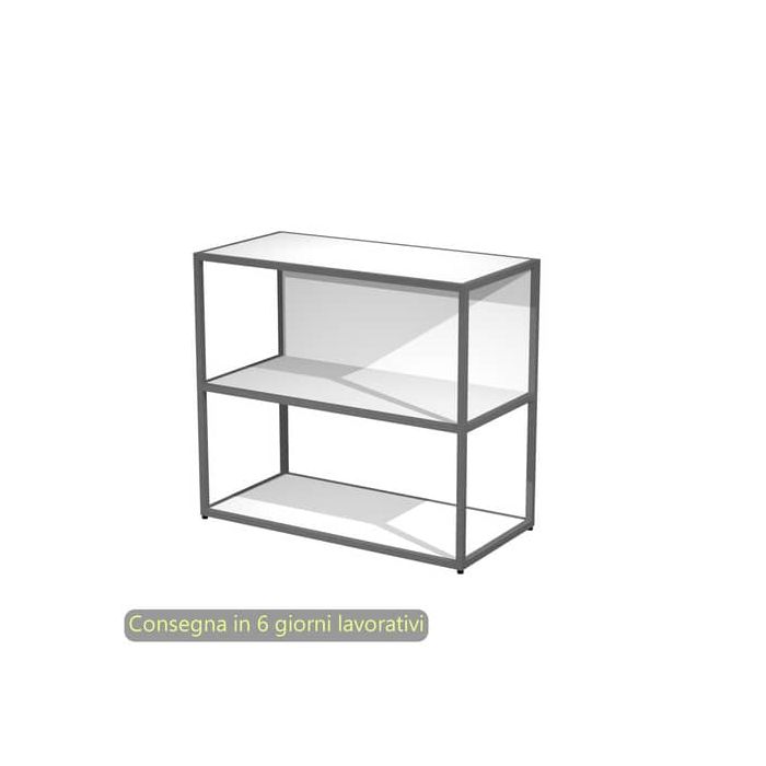 Libreria a giorno bassa 90x44xH.80 cm struttura metallo antracite Artexport Blade ripiani bianchi - 270-AF+RP4-3 main product photo