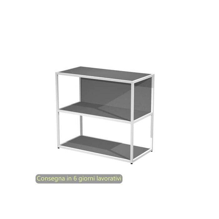 Libreria a giorno bassa 90x44xH.80 cm struttura metallo bianca Artexport Blade ripiani antracite - 270-AN+RP4-T main product photo