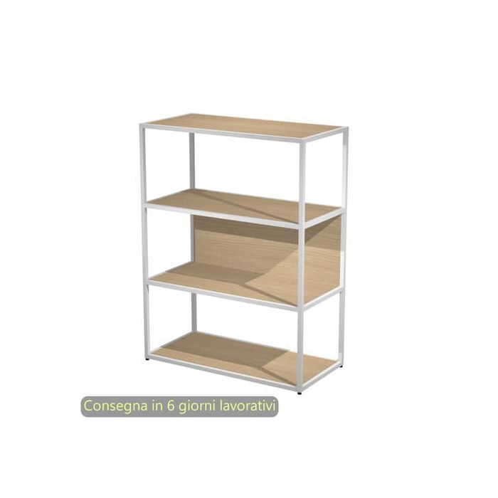 Libreria a giorno media 90x44xH.119 cm struttura metallo bianca Artexport Blade ripiani rovere - 280-AN+RP5-C main product photo