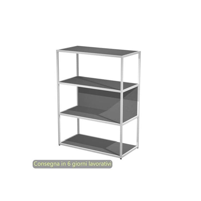 Libreria a giorno media 90x44xH.119 cm struttura metallo bianca Artexport Blade ripiani antracite - 280-AN+RP5-T main product photo