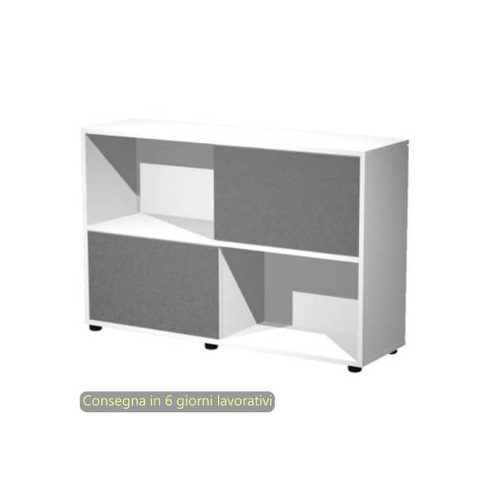 Libreria bassa 120x35xH.79 cm con 2 ante scorrevoli struttura bianca Blade Artexport ante antracite - 17066/3T main product photo