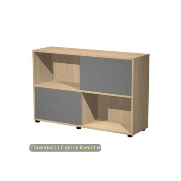 Libreria bassa 120x35xH.79 cm con 2 ante scorrevoli struttura rovere Blade Artexport ante antracite - 17066/CT main product photo