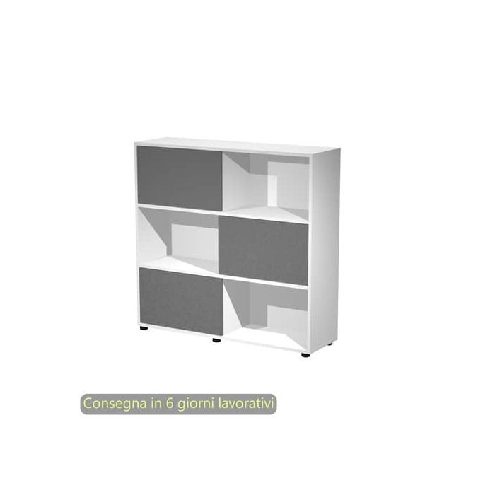 Libreria media 120x35xH.116,2 cm con 3 ante scorrevoli struttura bianca Blade Artexport ante antracite - 17065/3T main product photo