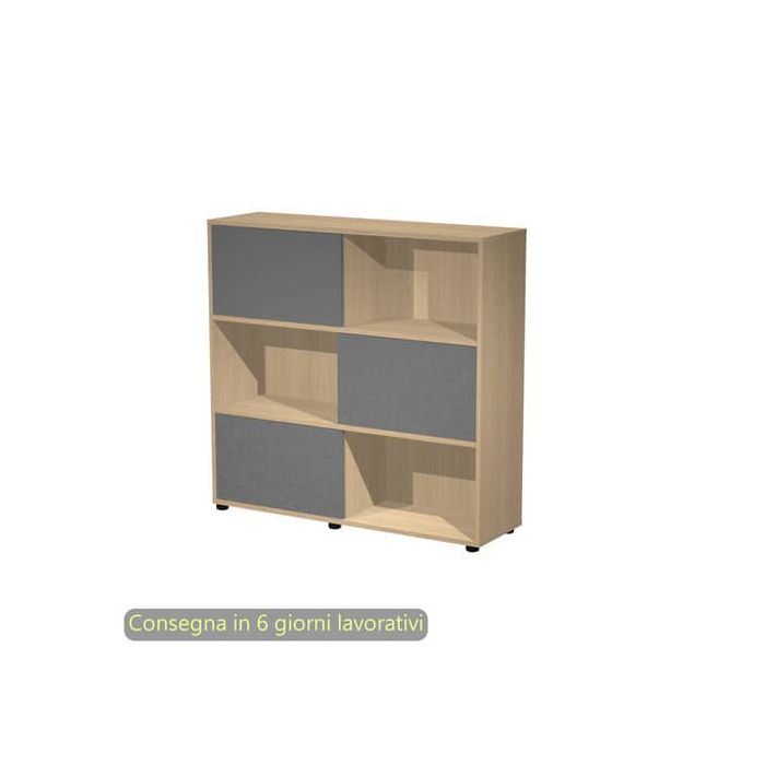Libreria media 120x35xH.116,2 cm con 3 ante scorrevoli struttura rovere Blade Artexport ante antracite - 17065/CT main product photo