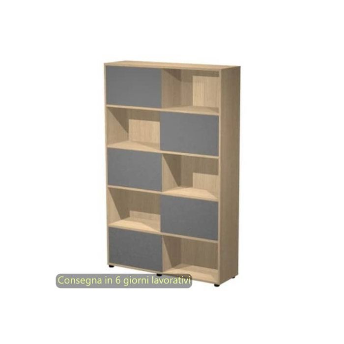 Libreria alta 120x35xH.190,6 cm con 5 ante scorrevoli struttura rovere Blade Artexport ante antracite - 17060/CT main product photo