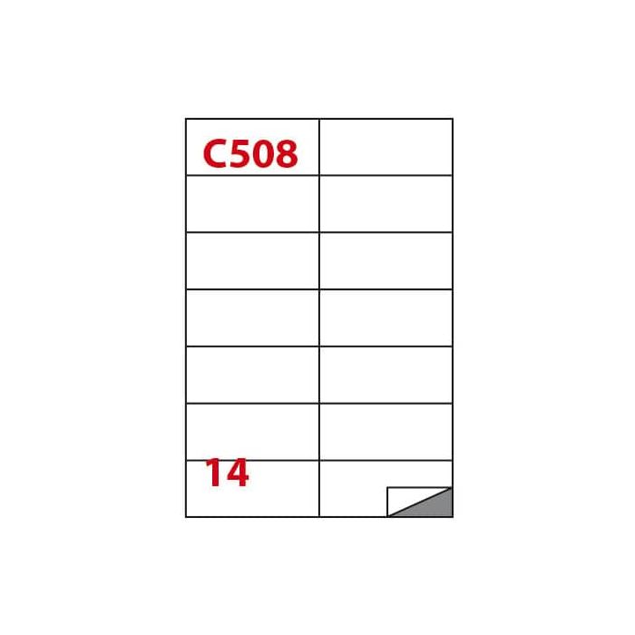 Etichette bianche permanenti Copiatabu C508 laser/inkjet - 14 et./foglio - conf. 100 fogli Markin 105x42,43 mm - main product photo