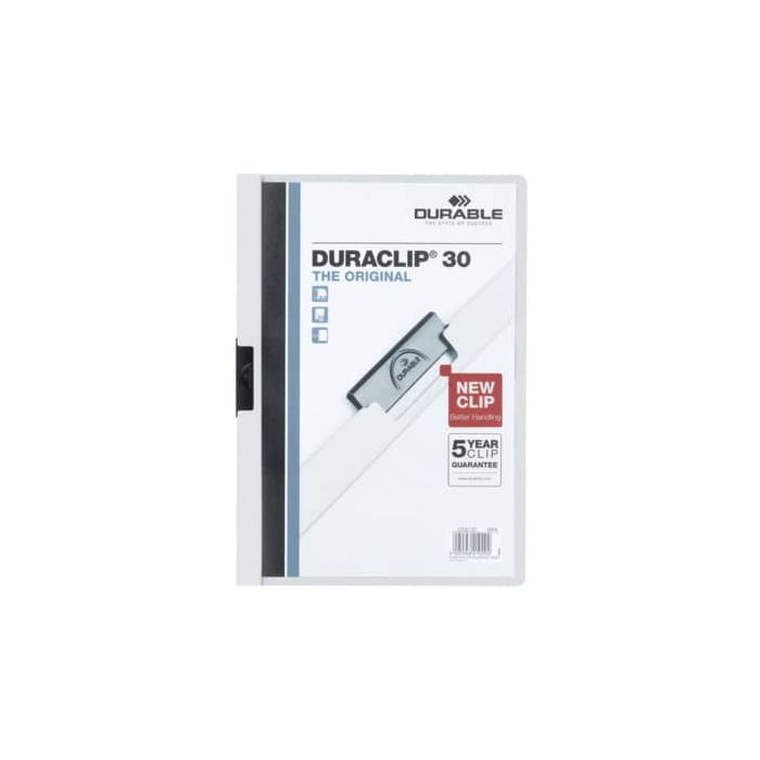 Cartellina con clip Durable DURACLIP® A4 bianco - dorso 3 mm - capacità 30 fogli 2200-02 main product photo