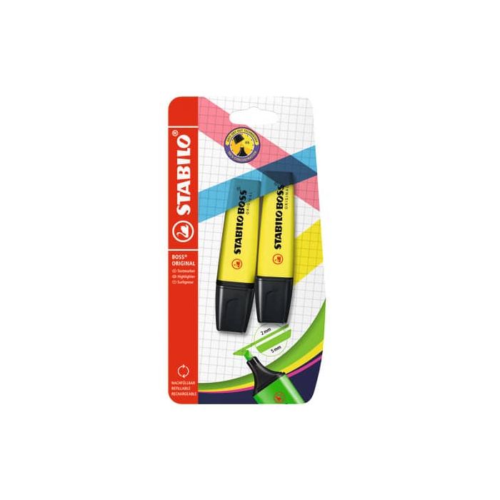 Evidenziatore Stabilo Boss Original 2-5 mm blister 2 pz giallo B-10422-10 main product photo