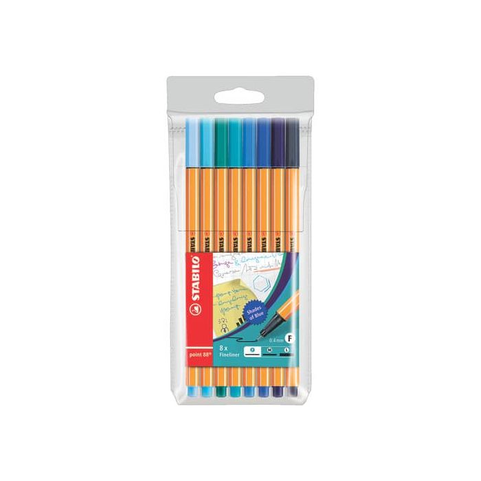 Fineliner Stabilo Point 88® 0,4 mm conf. 8 tonalità di blu - 88/8-03 main product photo